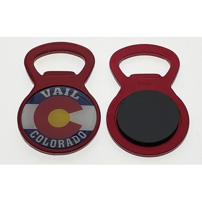 Red Circle Bottle Opener Magnet