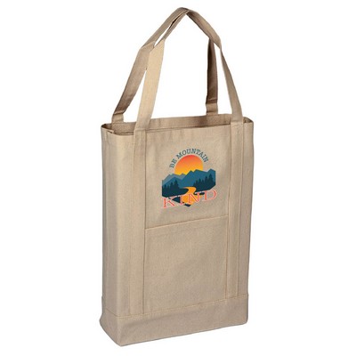 Canvas Two Tone Deluxe Tote Bag - Full Color Transfer (14" x 16" x 4")