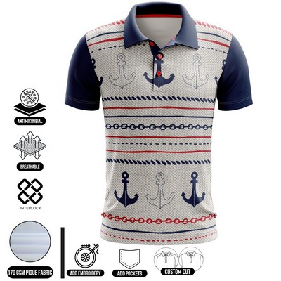 Unisex and Kids' Full Sublimation Short Sleeve Polo - Pique