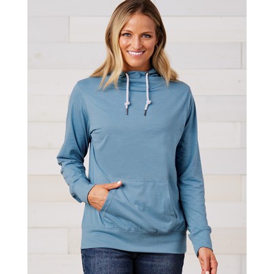 Enza Ladies Long Sleeve Funnel Neck Hooded Tee