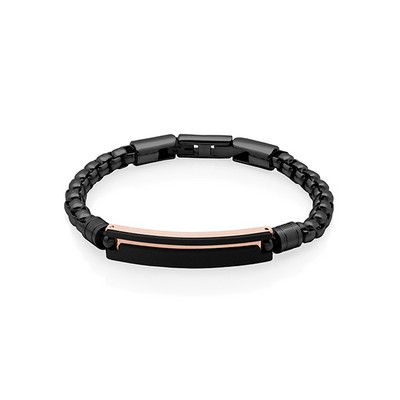 CJ Steelx Round Box Chain ID Bracelet - Rose Gold