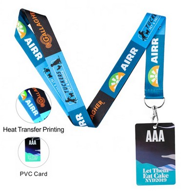 3/4" Combo Sublimated Lanyard w/ PVC plastic ID Card Lanyards