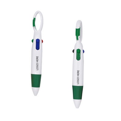 5.5" 4 Color Ballpoint Pen w/Carabiner