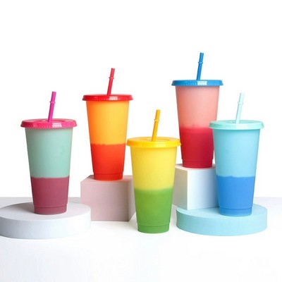 600 ML Color Changing Cups Tumblers w/Lids & Straws