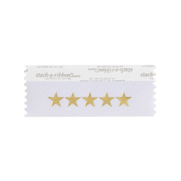 5 Stars Stk A Rbn White Ribbon Gold Imprint