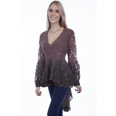 Honey Creek HI/LO Surplice Top w/Balloon Sleeves