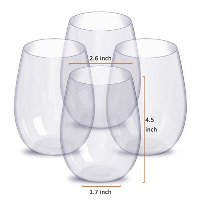 Wine Glass Stemless Plastic Single Wall