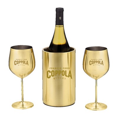 Stainless Steel Wine Chiller Glass Set