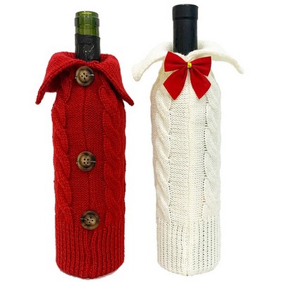 Christmas Style Knit Wine Bottle Cover