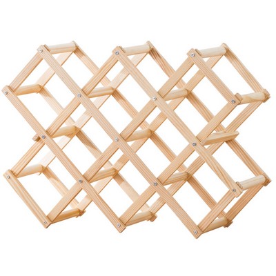 Foldable Wooden Wine Bottle Rack Holds 10 Bottles