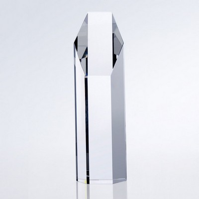 Hexagon Tower Crystal Award, 7 1/2"H