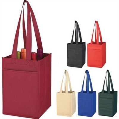 Non-Woven 4 Bottle Wine Tote Bag