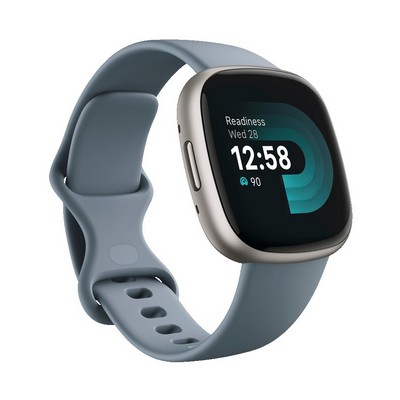 Fitbit Versa 4 Smartwatch - Waterfall Blue/Platinum Aluminum