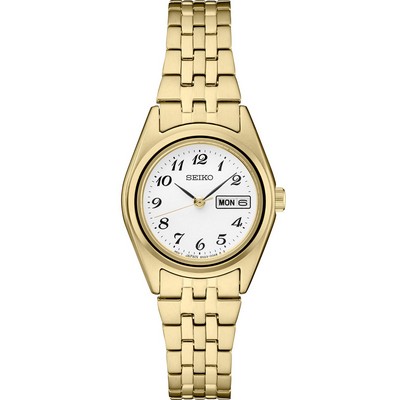 Seiko Essentials Gold Tone Bracelet Watch w/White Dial