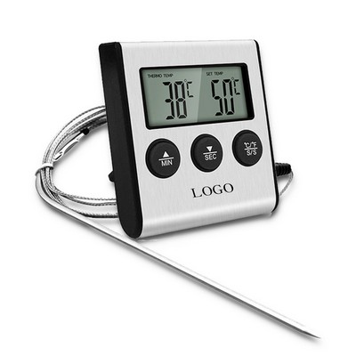 Digital Cooking Grill Thermometer With Clock Timer