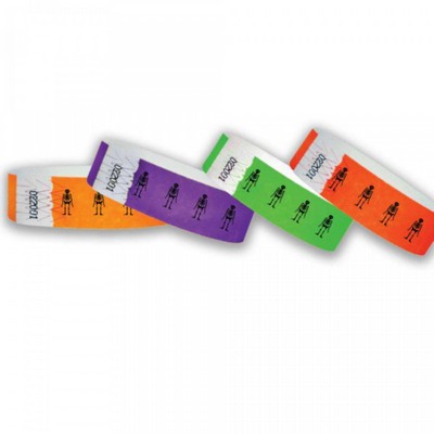 3/4" wide x 10" long - 3/4" Tyvek Halloween Skeleton Wristbands Blank 0/0