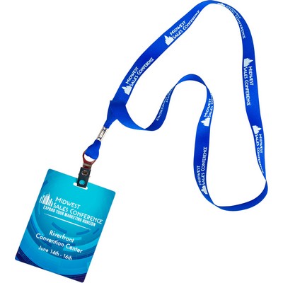 Conference Combo - 5/8" One Color Lanyard with 3" x 4" Full Color ID Badge