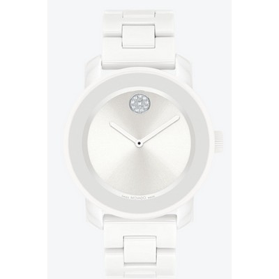 Movado Ladies BOLD White Ceramic Link Bracelet Watch