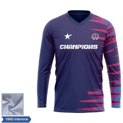 Sublimation Long Sleeve Soccer Jersey - 150G Interlock - Men's, Women's, Kids'