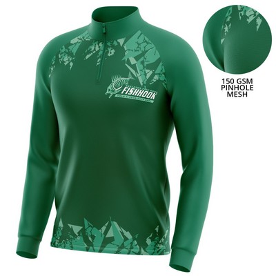 Unisex 150 GSM Short Hole Mesh Performance Sublimation Quarter Zipper Sweatshirt