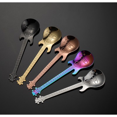 Guitar Spoons Coffee Teaspoon Stainless Steel Cute Demitasse Tea Spoon ( Rose Gold )