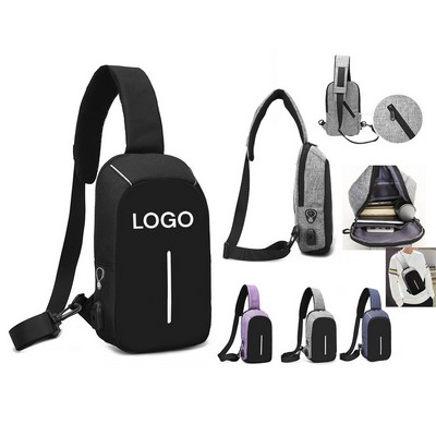 Customize Crossbody Backpack Sling Bag With USB Charging Port