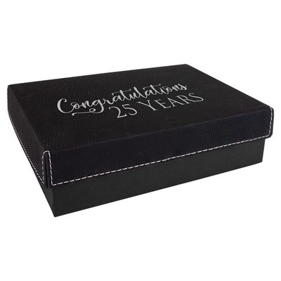 7 3 8" x 5 3/4" Black/Silver Gift Box with Laserable Leatherette Lid