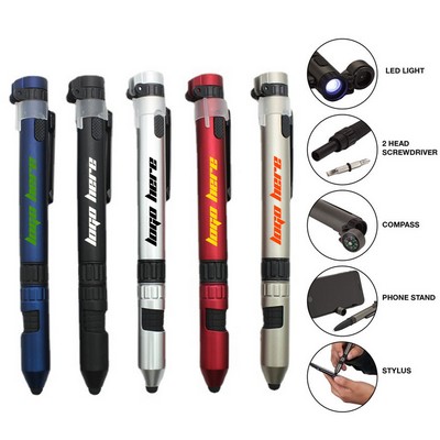 6-In-1 Multi Functional Led Tool Pen With Compass