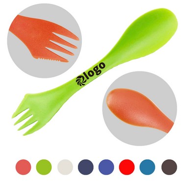 MOQ 100 Custom Innovative 3 in 1 Plastic One Piece Knife Fork and Spoon Cutlery Set