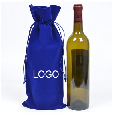 Flannel Cloth Wine Bottle Drawstring Bag