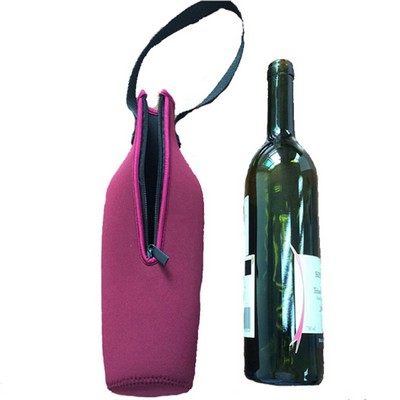 Neoprene Insulated Wine Tote Cooler with Zipper