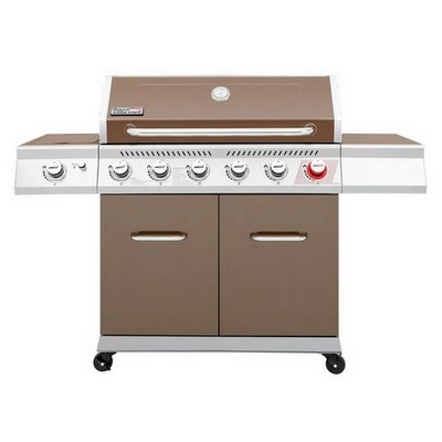 Keg Products Coffee Brown 6-Burner Gas Grill w/Double-Layer Lid