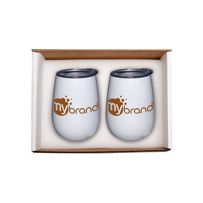 Duo Vacuum Stemless Wine Tumbler Gift Set. Please refer to primeline.com for kit decoration options.