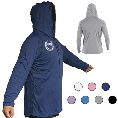 Long Sleeve Workout Hoodies for Men Sun Protection Dry Fit Sweatshirt