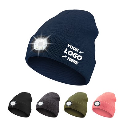 Rechargeable LED Light Knit Beanie