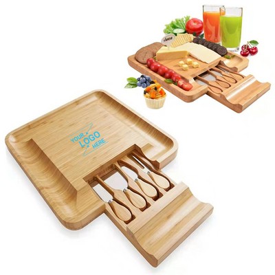 Bamboo Cheese Board with Cutlery Drawer