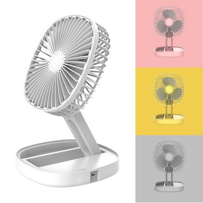 "Versatile Foldable USB Desk Fan with Built-in Storage Tray"