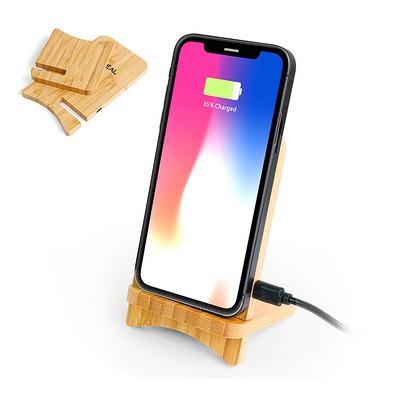 FSC Certified Bamboo Wireless Charger/Phone Stand