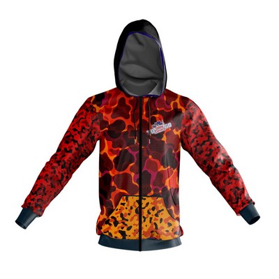 100% Cotton Full Color Pigmented Digital Print Men's Zipper Hoodie w/ Pocket - 7.4 oz