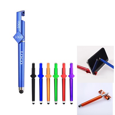 3-in-1 Versatile Multifunction Soft Touch Ballpoint Pen w/Stylus & Phone Stand & Removable Cap