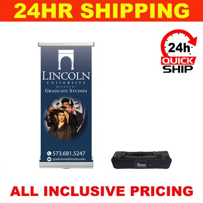 24 HR Quickship - Econo Table Top 15" Full Color Retractable Banner