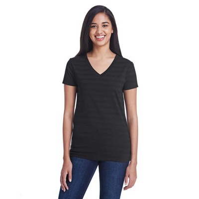 Threadfast Apparel Ladies' Invisible Stripe V-Neck T-Shirt