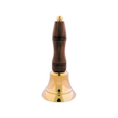 6.5" Brass Bell with Wooden Handle