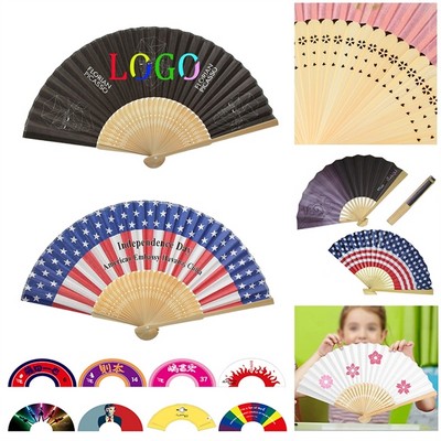 8 1/4" or 9" Bamboo Rib Folding Paper Fan