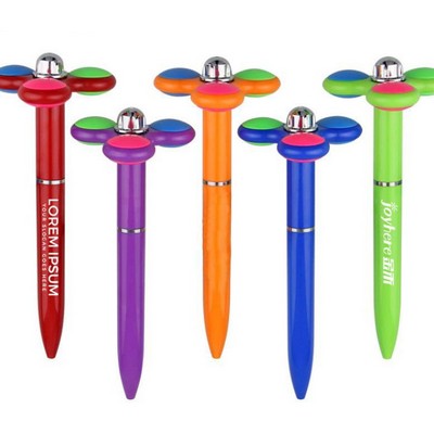 Soft Touch Fidget Spinner Pen w/LED Light