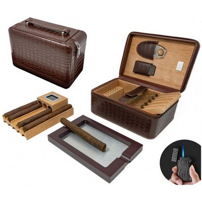 ManhattanXL Brown Travel Humidor w/Digital Hygrometer