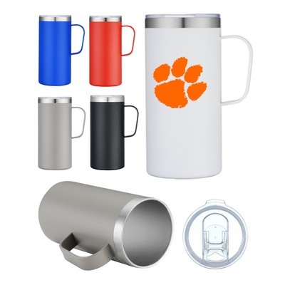 20oz Large Vacuum Camp Mug - Double Wall Stainless Steel - Powder Coated