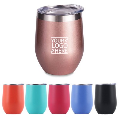 Vacuum Insulated Wine Tumbler with Lid Stemless Glass 12 Oz.