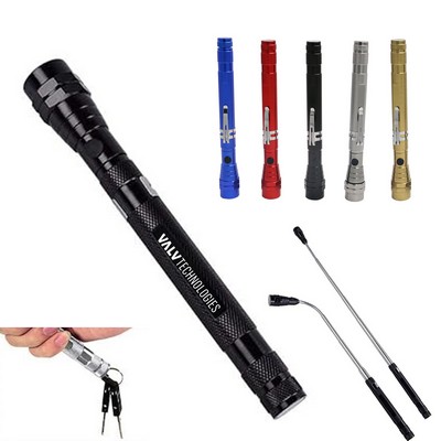 3 LED Telescopic Flexible Extensible Double Magnetic Flashlight Head Pick Up Tool