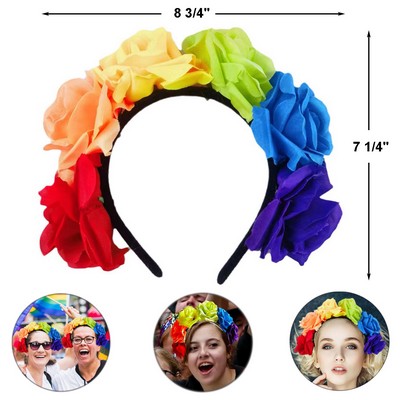 Pride Rainbow Rose Flower Headband